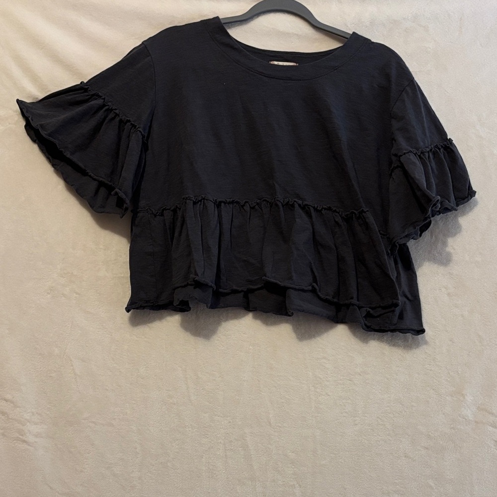 Altar'd State Grey Ruffle Crop Top
